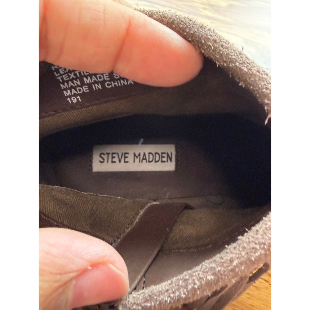 Steve Madden Ranco Brown Suede Fringe Ankle Boots Western Pointed Toe 7.5M - Picture 4 of 7